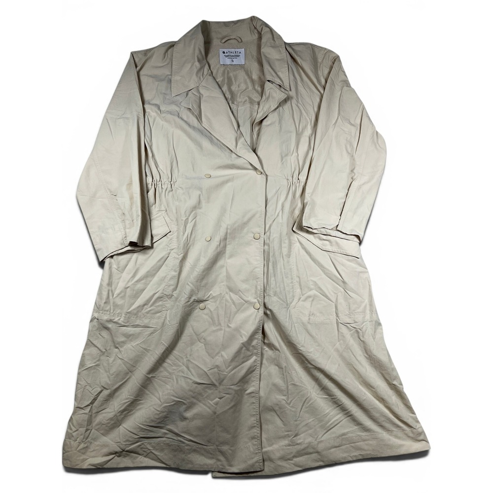 NWT Athleta Luna Cream Off White Trench Coat Womens SIZE XL MSRP $229 - Picture 2 of 13